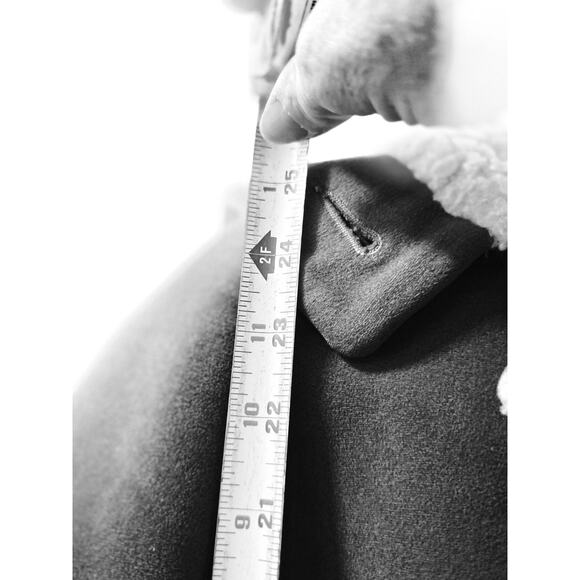 Vtg 70s Montoro Suede Faux Sherling Hooded Jacket Brown Betty Rose M Retro - Picture 10 of 11